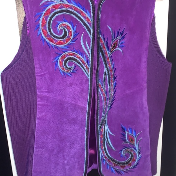 Bob Mackie Wearable Art Purple Suede Vest Womans Small Vintage Retro 90s Leather - Picture 10 of 17